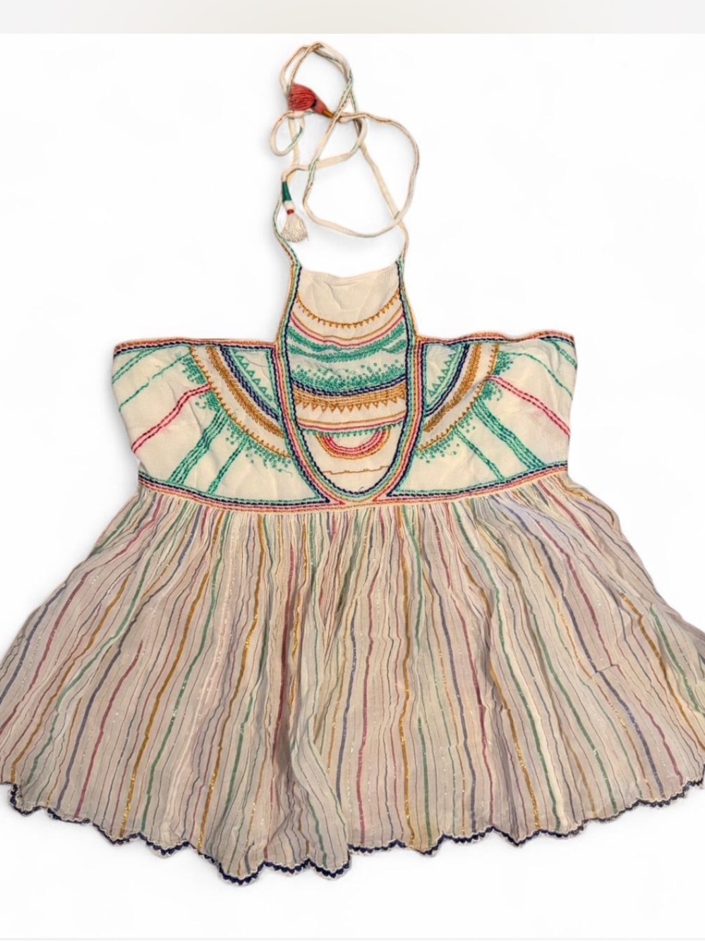 Anthropologie Floreat Embroidered Multicolor Halter Top